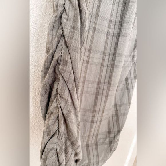 ZARA Bodycon Khaki green Plaid Long Sleeve Mini Dress Sz Small 181/009 - Picture 3 of 8